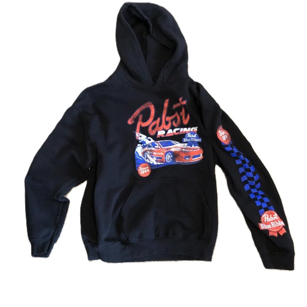 Pabst Blue Ribbon Racing Nascar Black Hoodie Size Medium